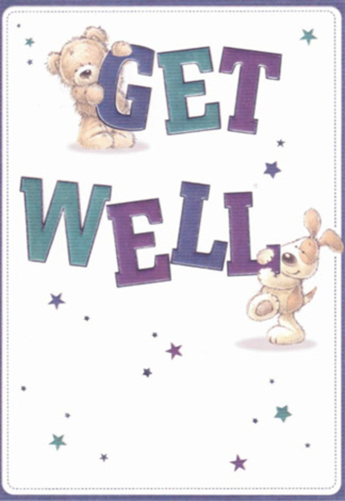 This vibrant get well card, radiating joy and kindness, showcases a playful bear and puppy-symbols of friendly encouragement familiar to those around Anerley. The bright-eyed teddy perches atop the word 'GET,' its plush tan fur captured in lively brushstrokes, while the puppy's floppy ears and tender gaze bring warmth to the grounding 'WELL' below. Each letter is confidently shaded in rich purples and deep teals that echo the spring gardens along Anerley Road. Tiny, starburst accents in blue and lavender flicker across the crisp white background, adding a touch of whimsy and optimism that feels right at home in the local parks. The friendly, confident typography feels buoyant-a visual embodiment of support, much like a bouquet crafted with care for a friend recovering in SE20. The tactile textures invite you to imagine running a hand over furry heads or smooth, oversized letters. Paired with a fresh arrangement from a knowledgeable Anerley florist, the card becomes a thoughtful, multi-sensory gesture-a token of gentle hope for someone on the mend nearby.