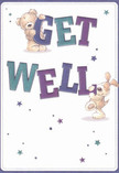 A scene full of comfort and gentle cheer radiates from this illustrated get well card, capturing the caring heart of Anerley's community. Two loveable friends-a soft, golden-brown bear and a floppy-eared pup-beam with empathy as they balance vivid, rounded letters spelling out 'Get Well' in rich shades of blue, indigo, and teal. The background, a soothing ivory, brings clarity and tranquility, reminiscent of peaceful moments by Penge Recreation Ground. Scattered around the pair, star-shaped speckles in violet and blue drift like confetti, mirroring the flutter of good wishes delivered with every locally arranged bouquet. The soft, textured fur of the animals and the bold, confident curves of the typography evoke a sense of touch-almost as if you could reach out and join the scene. The overall effect is of sincere comfort and encouragement-the same feeling that comes from sending a fragrant, hand-delivered bouquet to someone in recovery across Anerley or Sydenham, reminding them that brighter, healthier days are ahead.